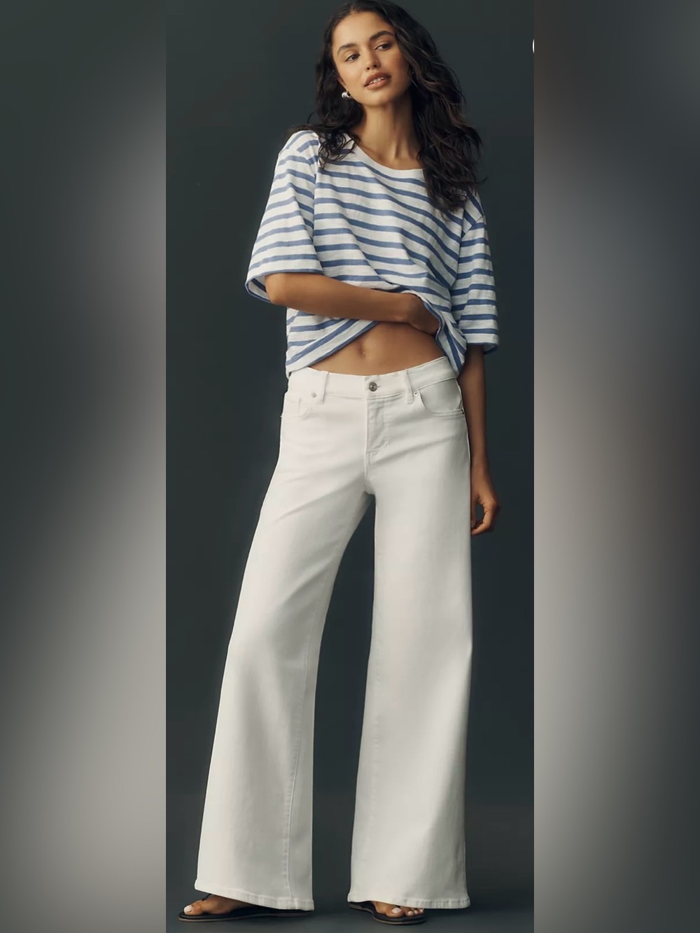 Frame Denim White Low Rise Le Slim Palazzo Wide-Leg Jeans